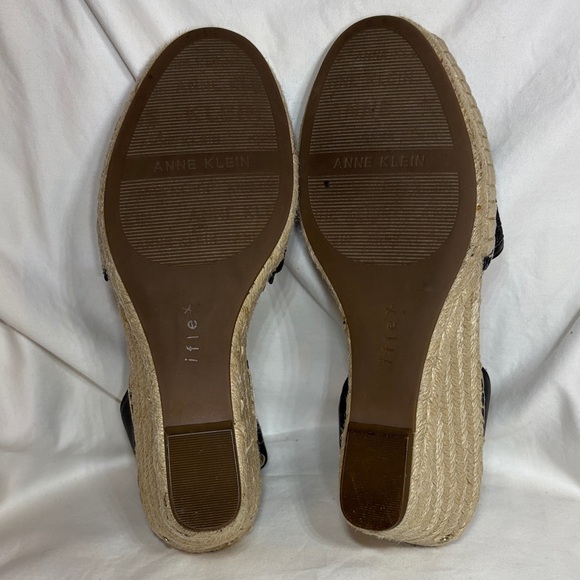 Anne Klein Aneesa Espadrille Wedge Sandals Black 9.5 - Picture 9 of 12